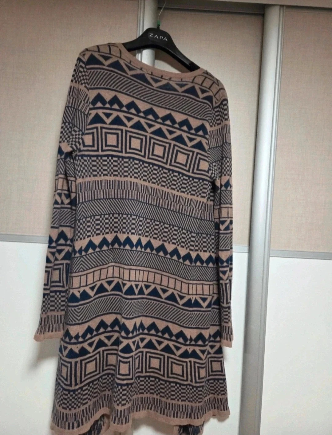 Chaleco largo con estampado azul y gris tamaño 36 – photo 2